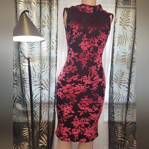 Lulus "Practical Magic Burgundy Velvet Floral Print Maxi Dress". Size S